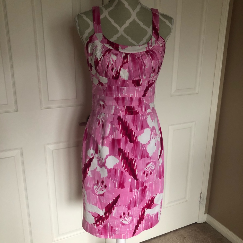 Pink Floral Print Sundress - Women's Sleeveless Dress